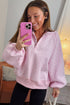 Polka Dot Print Metal Button Collar Pullover Sweatshirt