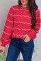 Striped Round Neck Long Sleeve Shift Pullover Sweater