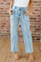 Exposed Stitch Detail Drawstring Wide Leg Barrel Jeans