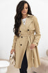 Modern Solid Lapel Collar Waist Tie Wind Coat