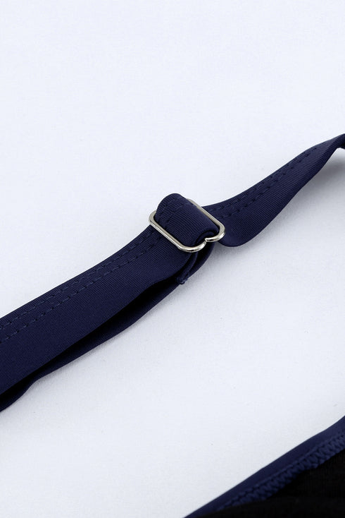 Adjustable Drawstring Blouson Hem Print Tankini Set