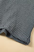 Textured Waffle Knit Buttoned Drawstring Short Set