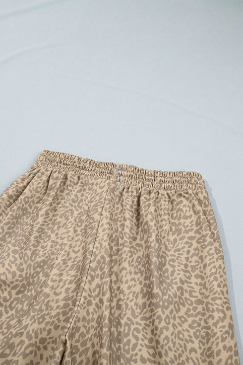 Leopard Star Print Long Sleeve Loose Two Piece Pant Set