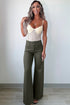 Double Button High Waist Wide Leg Flared Jeans