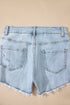 Edgy Vibe High Rise Distressed Raw Hem Denim Shorts