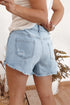 Edgy Vibe High Rise Distressed Raw Hem Denim Shorts