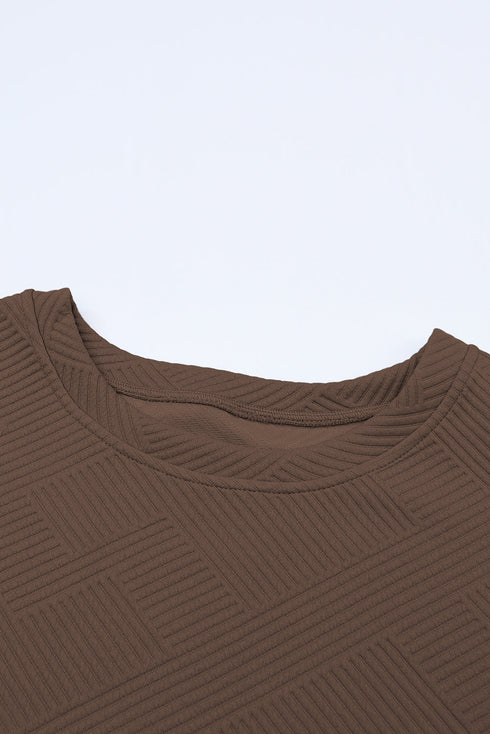 Textured Solid Loose Fit Wide Leg Pant Set