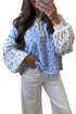 Seamed Floral Print Southern Belle Long Sleeve Top