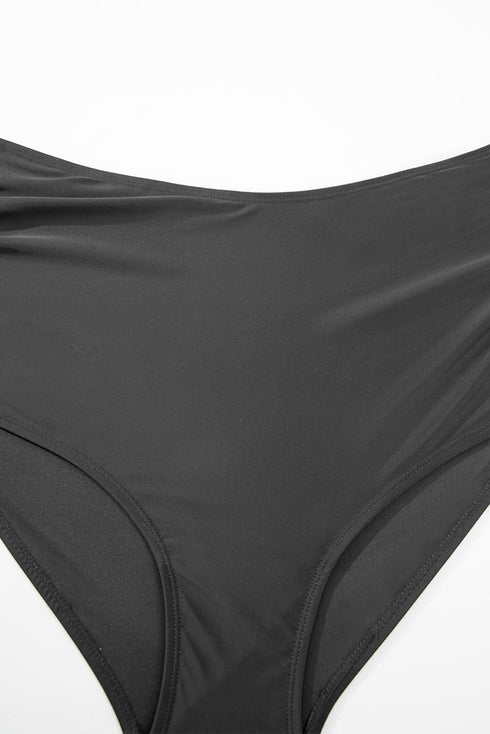 Striped Knot Cutout Ruffle Sleeve High Waisted Swimsuit