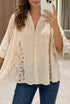 Sheer Lace Splicing Bracelet Sleeve Loose Flowy Blouse