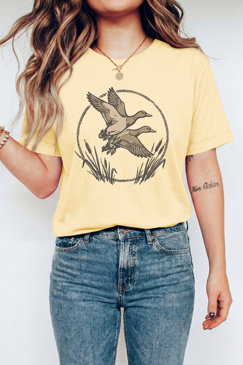 Retro Western Mallard Print Duck Graphic Tee