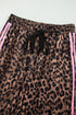 Leopard Print Striped Long Sleeve Top Pant Set