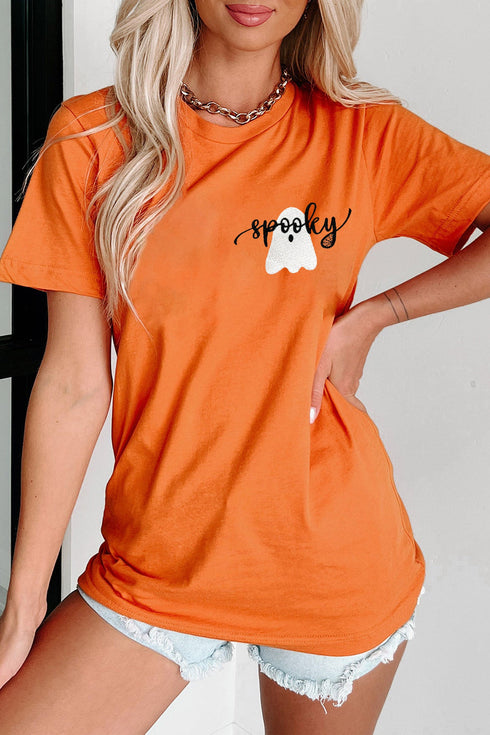 Polyester Cotton Blend Embroidered Ghost Graphic Tee