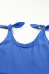 Textured Knotted Strap High Waist Wide Leg Romper