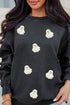 Polyester Oversized Ghost Print Pullover Corded Sweatshirt