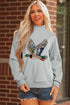 Western Mallard Duck Printed Graphic Baggy Mock Neck Sweatshirt