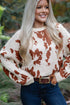 Abstract Print Drop Shoulder Long Sleeve Round Neck Sweater