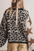 Leopard Star Pattern Round Neck Long Sleeve Sweater