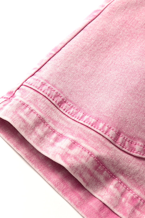 Casual Solid Elastic High Waisted Denim Shorts