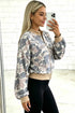 Polyester Camouflage Print Trim Zip Bomber Sweatshirt