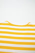 Striped Lace Patchwork V Neck Cotton Long Sleeve Top