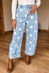 Polka Dot Ankle Length Metal Button Jeans