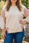 Striped Pattern Patchwork Bow Bracelet Sleeve Top