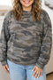Polyester Elastane Camo Print Long Sleeve Top