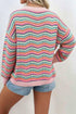 Chevron Striped Zigzag Pattern Drop Shoulder Sweater