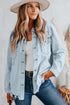 Casual Distressed Raw Hem Flap Pocket Denim Jacket