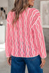 Wavy Hollow Out Knit Long Sleeve Cotton Pullover Sweater