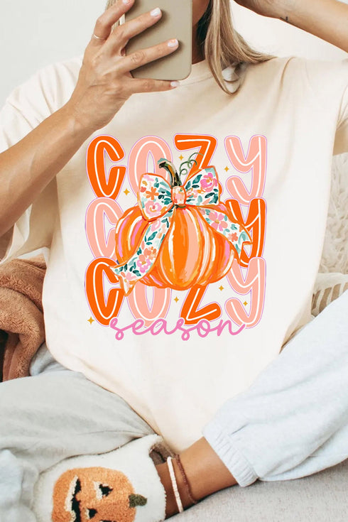 Polyester Cotton Pumpkin Graphic Round Neck Tee
