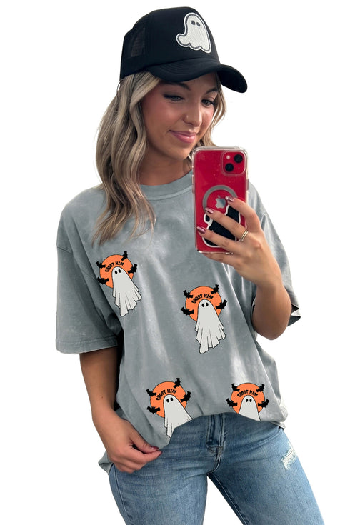 Ghost Print Short Sleeve Loose Fit Tee