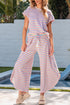 Striped Tassel Detail Tee And Wide Leg Pant Sets