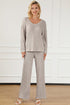 Ribbed Knit Wide Leg Slouchy Two Piece Loungewear