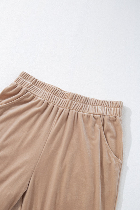 Plush Velvet Zipped Top And Jogger Pant Set