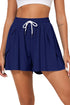 Active Drawstring Elastic Waist Lined Ruffle Shorts Swim Bottoms