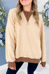 Plush Checkered Twisted Rib Long Sleeve Top