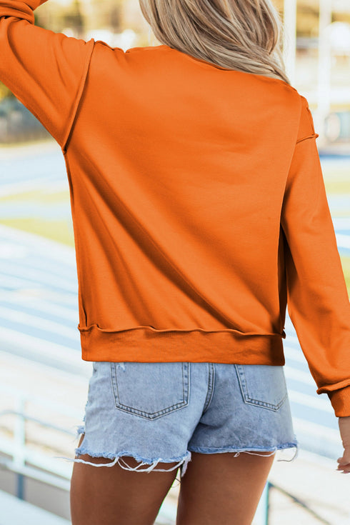 Sequin Pumpkin Print Mock Neck Tunic Sweatshirt