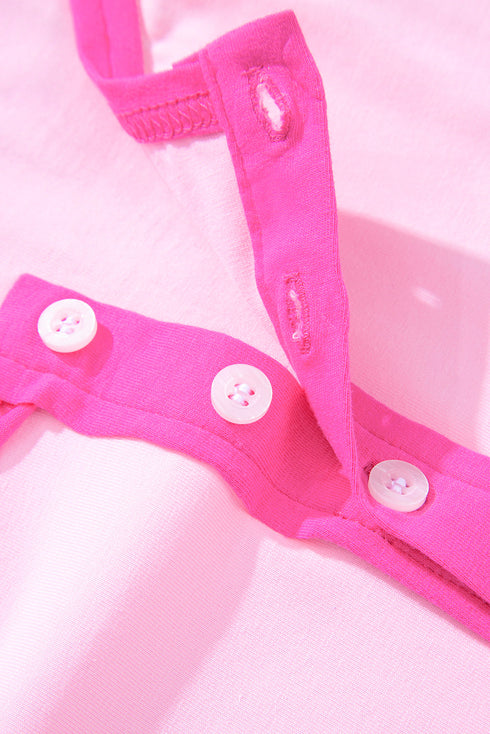 Effortless Charm Contrast Sleeve Button Detail Henley Knit Top