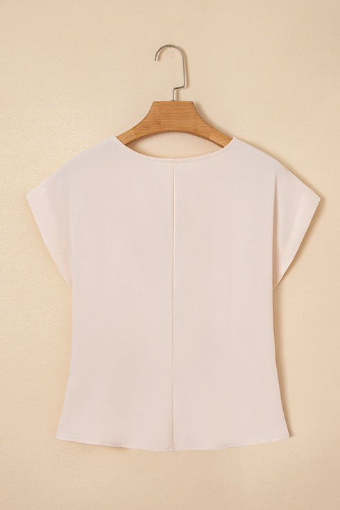 Effortless Charm Knotted Surplice V Neck Peplum Blouse Top