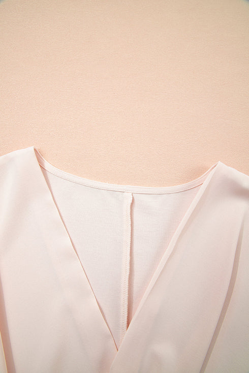 Effortless Charm Knotted Surplice V Neck Peplum Blouse Top