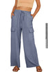 Effortless Chic Drawstring Waist Wide Leg Utility Style Trousers