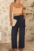 Effortless Chic Drawstring Waist Wide Leg Utility Style Trousers