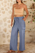 Effortless Chic Drawstring Waist Wide Leg Utility Style Trousers
