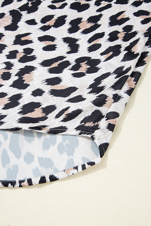 Effortless Chic Leopard Print Dolman Sleeve Button Down Blouse