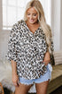 Effortless Chic Leopard Print Dolman Sleeve Button Down Blouse