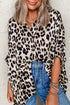 Effortless Chic Leopard Print Dolman Sleeve Button Down Blouse
