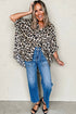 Effortless Chic Leopard Print Dolman Sleeve Button Down Blouse