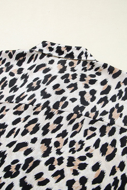 Effortless Chic Leopard Print Dolman Sleeve Button Down Blouse